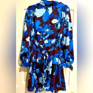 New with tags Vibrant blue mini fall swing dress